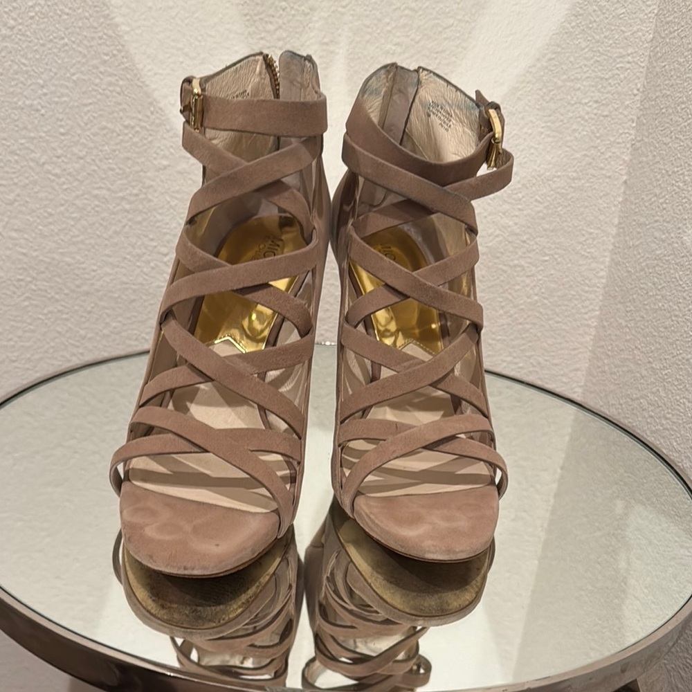 Strappy Beige Heeled Sandals